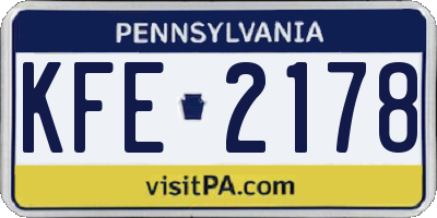 PA license plate KFE2178