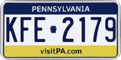PA license plate KFE2179