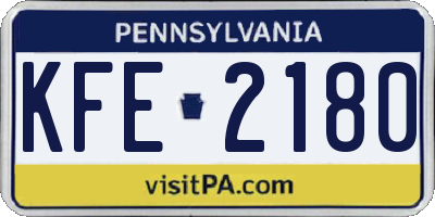 PA license plate KFE2180