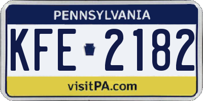 PA license plate KFE2182