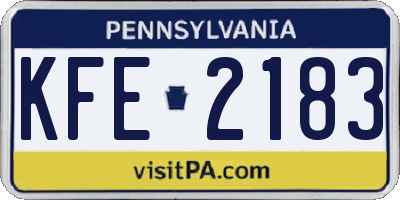 PA license plate KFE2183