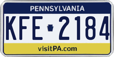 PA license plate KFE2184