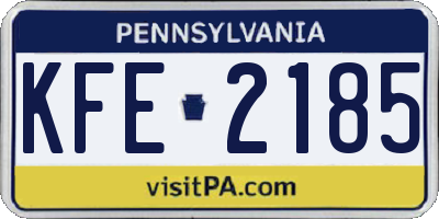 PA license plate KFE2185