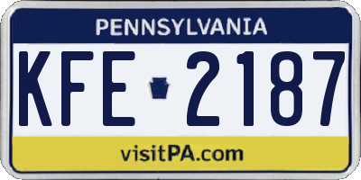 PA license plate KFE2187