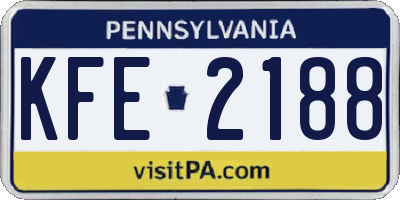 PA license plate KFE2188