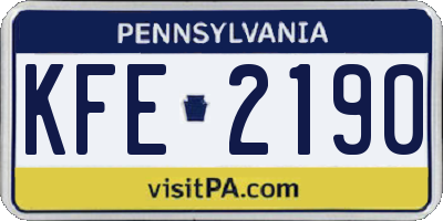 PA license plate KFE2190