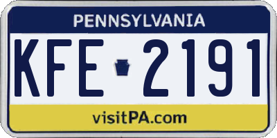 PA license plate KFE2191