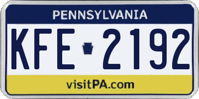 PA license plate KFE2192