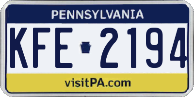 PA license plate KFE2194