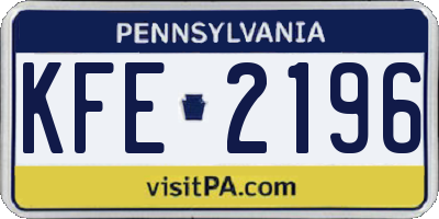 PA license plate KFE2196