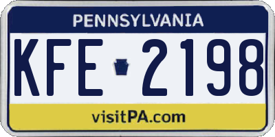 PA license plate KFE2198