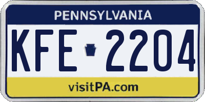 PA license plate KFE2204