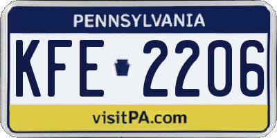 PA license plate KFE2206