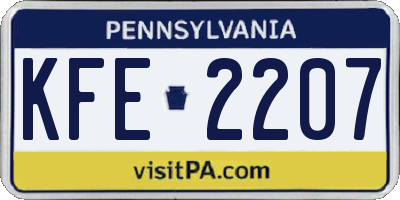 PA license plate KFE2207