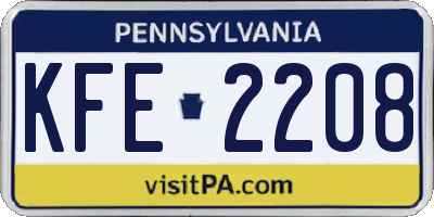 PA license plate KFE2208