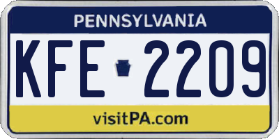 PA license plate KFE2209
