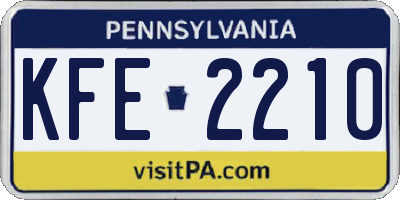 PA license plate KFE2210