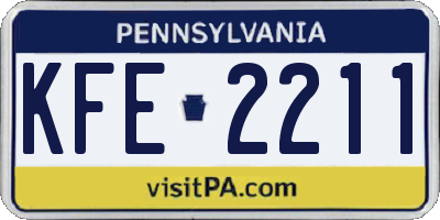 PA license plate KFE2211