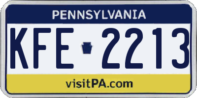 PA license plate KFE2213