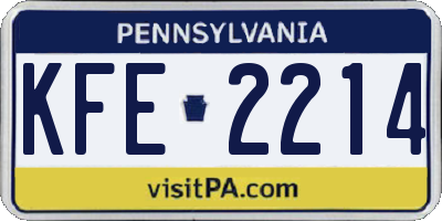 PA license plate KFE2214