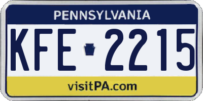 PA license plate KFE2215