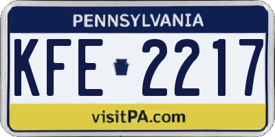PA license plate KFE2217