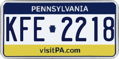 PA license plate KFE2218