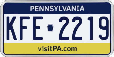 PA license plate KFE2219