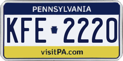 PA license plate KFE2220