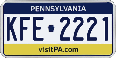 PA license plate KFE2221