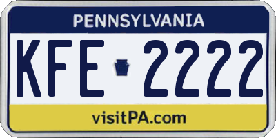 PA license plate KFE2222