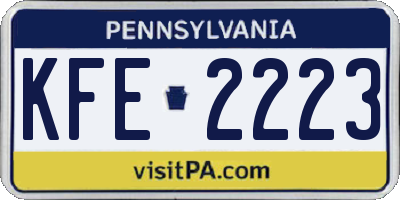 PA license plate KFE2223