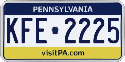 PA license plate KFE2225