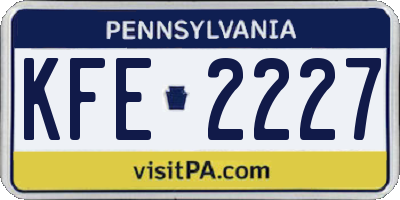 PA license plate KFE2227