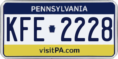 PA license plate KFE2228