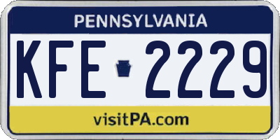PA license plate KFE2229