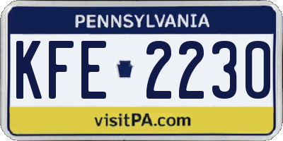PA license plate KFE2230