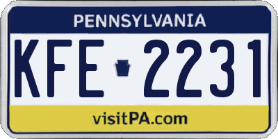PA license plate KFE2231
