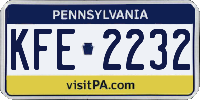 PA license plate KFE2232