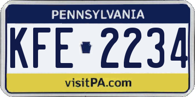 PA license plate KFE2234
