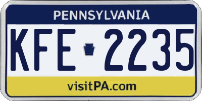 PA license plate KFE2235