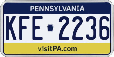 PA license plate KFE2236