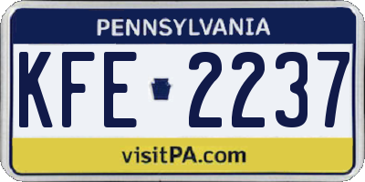 PA license plate KFE2237