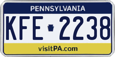 PA license plate KFE2238