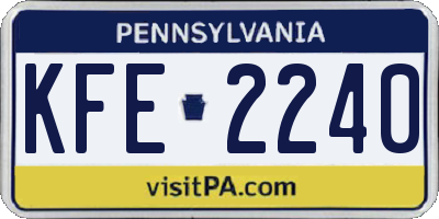 PA license plate KFE2240
