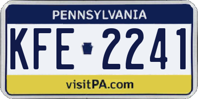 PA license plate KFE2241