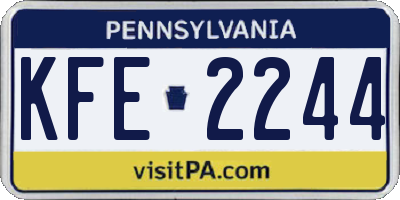 PA license plate KFE2244