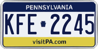 PA license plate KFE2245