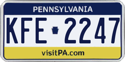PA license plate KFE2247