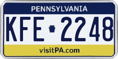 PA license plate KFE2248